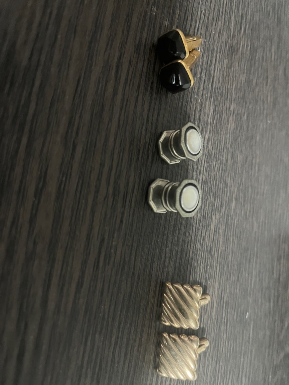 Vintage Mixed Cufflink Set - Black, Silver, Gold Tones